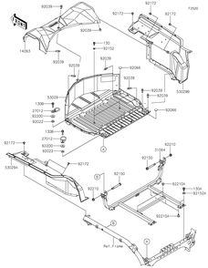 Carrier Diagram and Parts List for KRF1000ALF 2020 Kawasaki Lawn Tractor Accessories