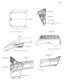 Decals(Fnfnn-Fpfnl) Diagram and Parts List for KRT800FPFNN 2023 Kawasaki Lawn Tractor Accessories