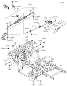 Frame Diagram and Parts List for KAF400JKF 2019 Kawasaki Lawn Tractor Accessories