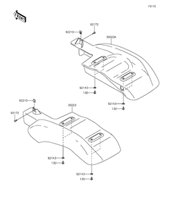 Rear Fender Diagram and Parts List for KAF400DFF 2015 Kawasaki Lawn Tractor Accessories