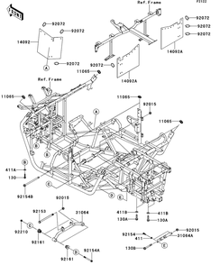 Engine Mount Diagram and Parts List for KRT750CCF 2012 Kawasaki Lawn Tractor Accessories