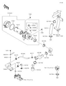 Air Cleaner Diagram and Parts List for KAF620PGF 2016 Kawasaki Lawn Tractor Accessories
