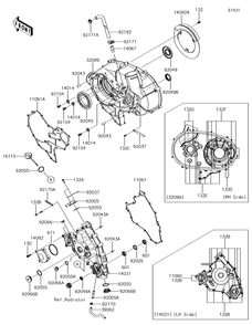 Engine Cover Diagram and Parts List for KRF800GJF 2018 Kawasaki Lawn Tractor Accessories