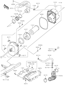 Air Cleaner Diagram and Parts List for KAF820GLF 2020 Kawasaki Lawn Tractor Accessories