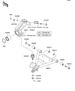Suspension Diagram and Parts List for KAF400DEF 2014 Kawasaki Lawn Tractor Accessories