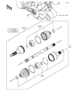 Drive Shaft-Rear Diagram and Parts List for KAF820BGF 2016 Kawasaki Lawn Tractor Accessories