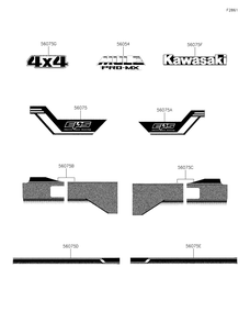 Decals(White)(Bkf) Diagram and Parts List for KAF700BKF 2019 Kawasaki Lawn Tractor Accessories