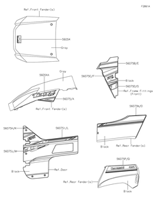 Decals(Gray)(Gkfa) Diagram and Parts List for KRF800GKFA 2019 Kawasaki Lawn Tractor Accessories