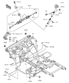 Frame Diagram and Parts List for KAF400GGF 2016 Kawasaki Lawn Tractor Accessories