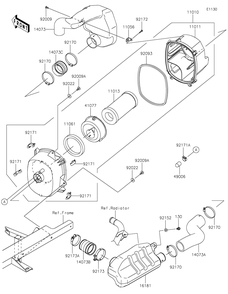 Air Cleaner Diagram and Parts List for KAF1000EHF 2017 Kawasaki Lawn Tractor Accessories