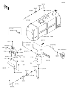 Fuel Evaporative System Diagram and Parts List for KAF620RHF 2017 Kawasaki Lawn Tractor Accessories