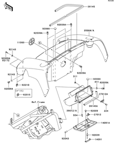Front Box Diagram and Parts List for KAF400DEF 2014 Kawasaki Lawn Tractor Accessories