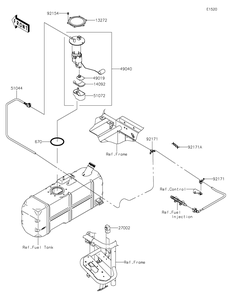 Fuel Pump Diagram and Parts List for KAF620SMFNN 2021 Kawasaki Lawn Tractor Accessories