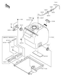 Fuel Tank Diagram and Parts List for KAF820CFF 2015 Kawasaki Lawn Tractor Accessories