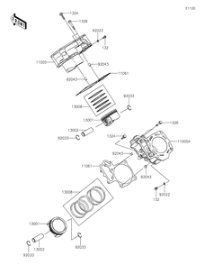 Cylinder/Piston Diagram and Parts List for KRF800GKF 2019 Kawasaki Lawn Tractor Accessories