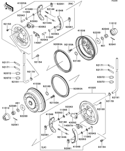 Front Hubs/Brakes Diagram and Parts List for KAF620RDFA 2013 Kawasaki Lawn Tractor Accessories