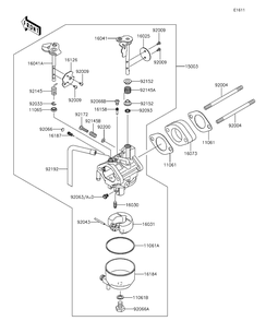 Carburetor Diagram and Parts List for KAF400EDF 2013 Kawasaki Lawn Tractor Accessories