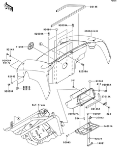 Front Box Diagram and Parts List for KAF400AFF 2015 Kawasaki Lawn Tractor Accessories