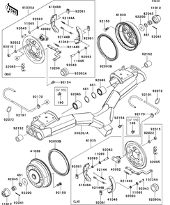 Rear Hubs/Brakes Diagram and Parts List for KAF950GDF 2013 Kawasaki Lawn Tractor Accessories