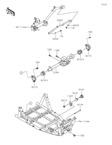 Engine Mount Diagram and Parts List for KRF1000DPFNL 2023 Kawasaki Lawn Tractor Accessories