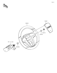 Steering Wheel Diagram and Parts List for KAF400YPFNN 2023 Kawasaki Lawn Tractor Accessories