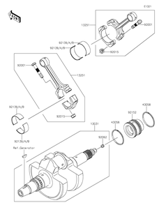 Crankshaft Diagram and Parts List for KRF800JNFNL 2022 Kawasaki Lawn Tractor Accessories