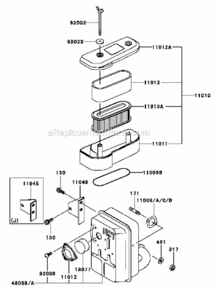 Page B Diagram and Parts List for FB460V-HS01  Kawasaki Engine