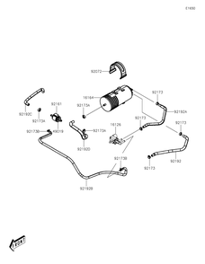 Fuel Evaporative System Diagram and Parts List for KAF700AKF 2019 Kawasaki Lawn Tractor Accessories