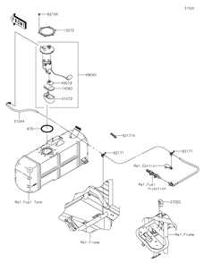 Fuel Pump Diagram and Parts List for KAF620PKF 2019 Kawasaki Lawn Tractor Accessories