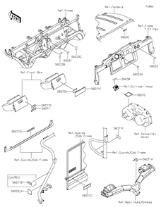 Labels Diagram and Parts List for KAF620WLS 2020 Kawasaki Lawn Tractor Accessories