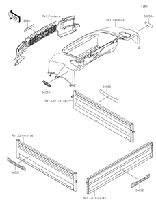 Decals Diagram and Parts List for KAF620PMFNN 2021 Kawasaki Lawn Tractor Accessories