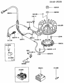 Electric-Equipment Diagram and Parts List for FC420V-AS01  Kawasaki Engine