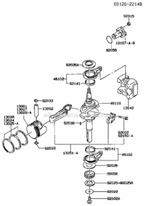 PistonCrankshaft Diagram and Parts List for FC420V-AS01  Kawasaki Engine