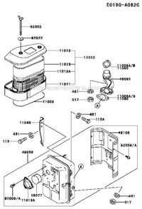 Page B Diagram and Parts List for FC420V-AS01  Kawasaki Engine