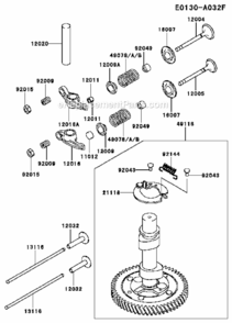 ValveCamshaft Diagram and Parts List for FC420V-AS01  Kawasaki Engine