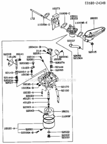 Carburetor Diagram and Parts List for FC420V-AS01  Kawasaki Engine