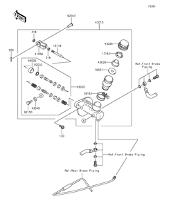 Master Cylinder Diagram and Parts List for KAF400AGF 2016 Kawasaki Lawn Tractor Accessories