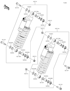 Shock Absorber Diagram and Parts List for KRF800JNFNL 2022 Kawasaki Lawn Tractor Accessories