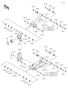 Rear Suspension Diagram and Parts List for KRT800FPFNN 2023 Kawasaki Lawn Tractor Accessories