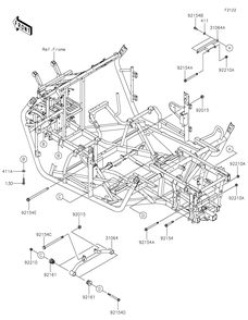 Engine Mount Diagram and Parts List for KRT800FPFNN 2023 Kawasaki Lawn Tractor Accessories