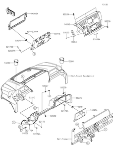 Front Box Diagram and Parts List for KAF820ENFNN 2022 Kawasaki Lawn Tractor Accessories
