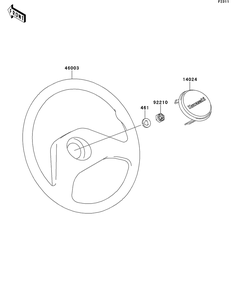 Steering Wheel Diagram and Parts List for KAF400AFF 2015 Kawasaki Lawn Tractor Accessories