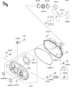Converter Cover Diagram and Parts List for KAF400DEF 2014 Kawasaki Lawn Tractor Accessories