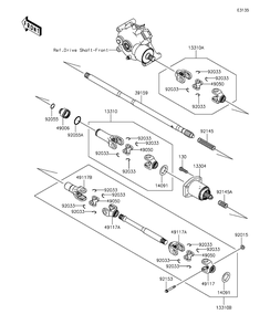 Drive Shaft-Propeller Diagram and Parts List for KAF400AGF 2016 Kawasaki Lawn Tractor Accessories