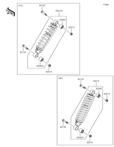 Shock Absorber Diagram and Parts List for KAF1000HJF 2018 Kawasaki Lawn Tractor Accessories