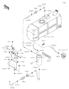 Fuel Evaporative System Diagram and Parts List for KAF620WMFNN 2021 Kawasaki Lawn Tractor Accessories
