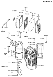 Air_Filter_Muffler Diagram and Parts List for FG300D-S05  Kawasaki Engine