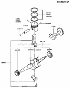 Piston_Crankshaft Diagram and Parts List for FG300D-S05  Kawasaki Engine
