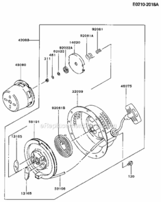 Starter Diagram and Parts List for FG300D-S05  Kawasaki Engine