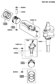 Part Location Diagram of 13029-7004 Kawasaki PISTON-ENGINE L,0.50